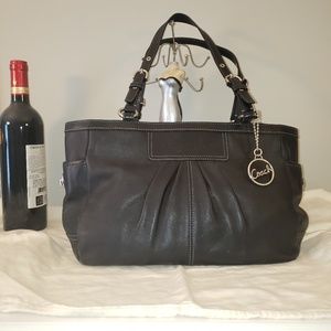 COACH black leather tote shoulder bag